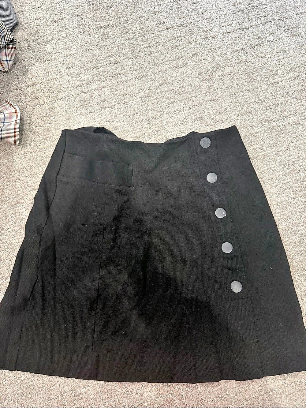 Gabi Black Button Front A-Line Skirt Size 6 Like New
